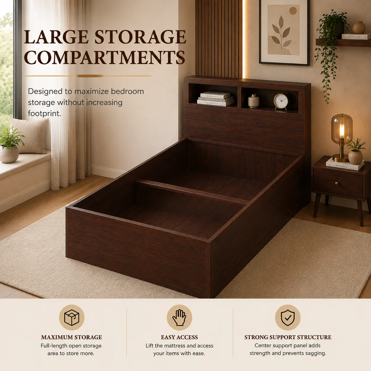 Aurelle Solo Storage Bed storage compartment