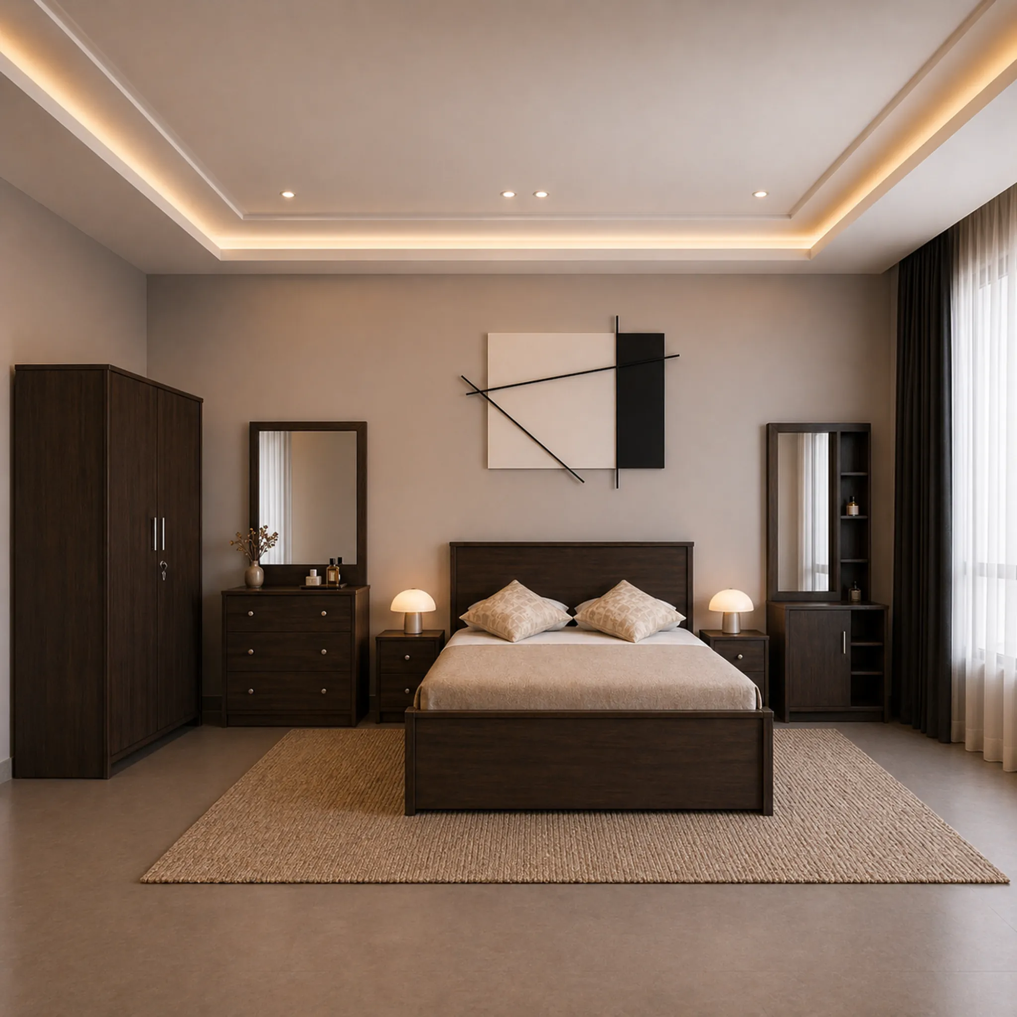 Dark Complete Bedroom Set in dark finish
