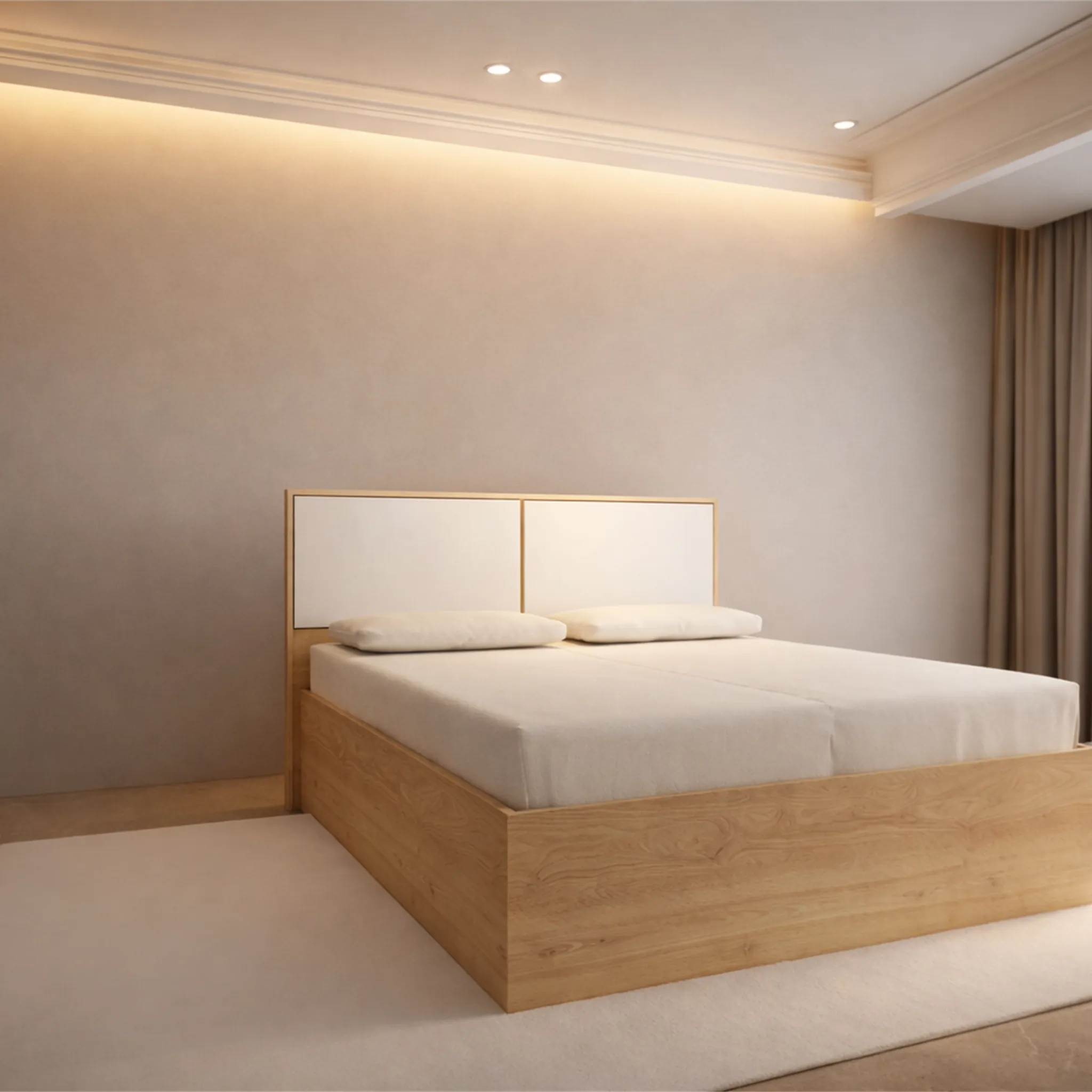 Essentials Complete Set storage bed in light finish